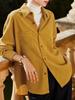 Women's Pink Brushed Corduroy Lapel Shirt - 2025 Autumn/Winter High-End Commute Top