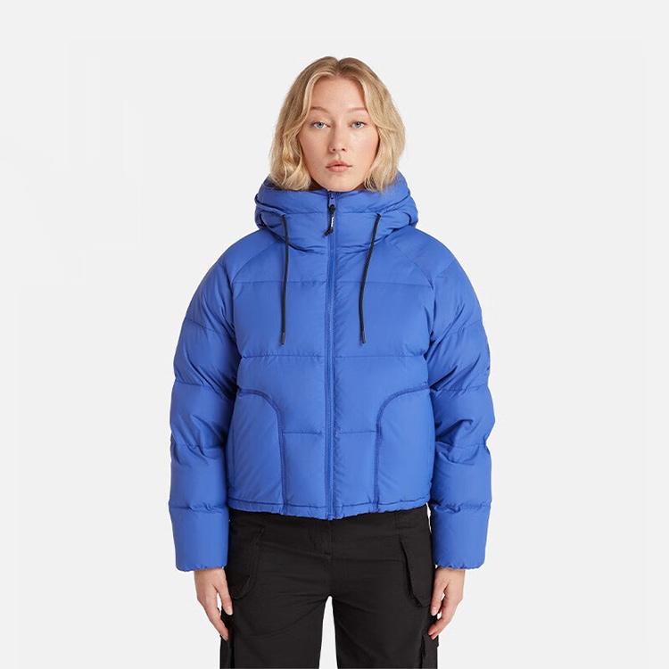 Timberland Solid Color Outdoor Casual Warm Water-Resistant Hooded Jacket Women Jackets Bright-Blue A6HHH-G58