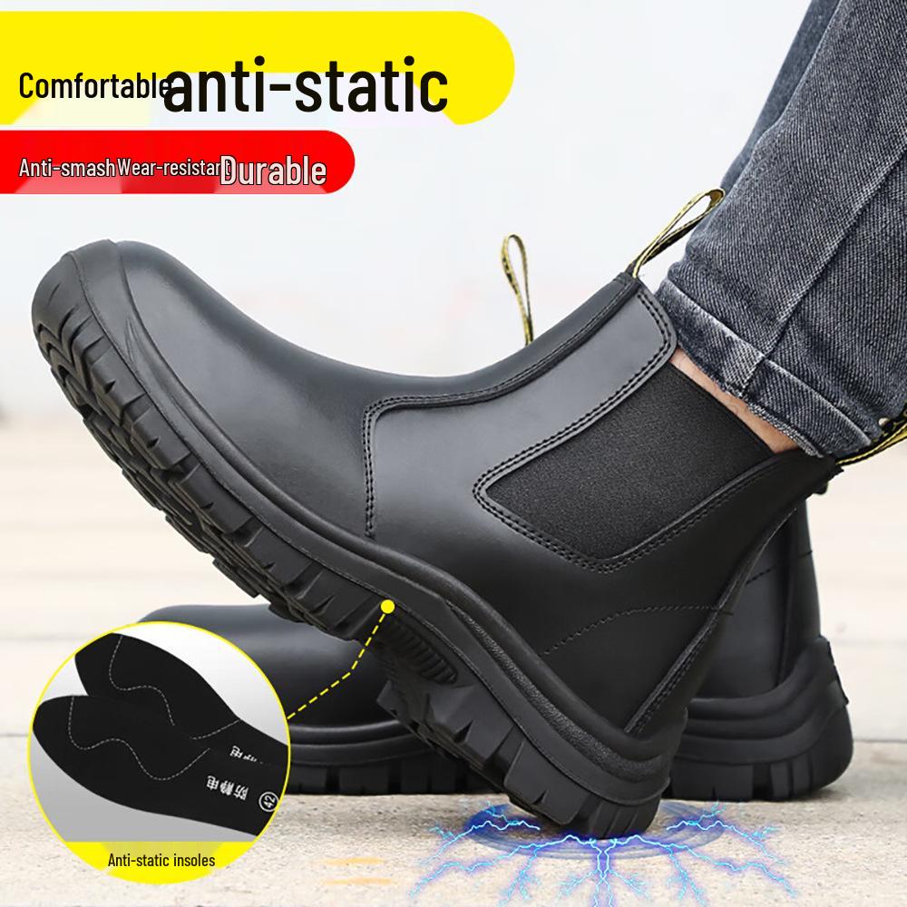 Crosschoice Sicherheitsstiefel aus Rindsleder mit Stahlkappe - Antistatisch, Durchtrittsicher, Stoßfest, Abriebfest, Staubfreier Schutz.