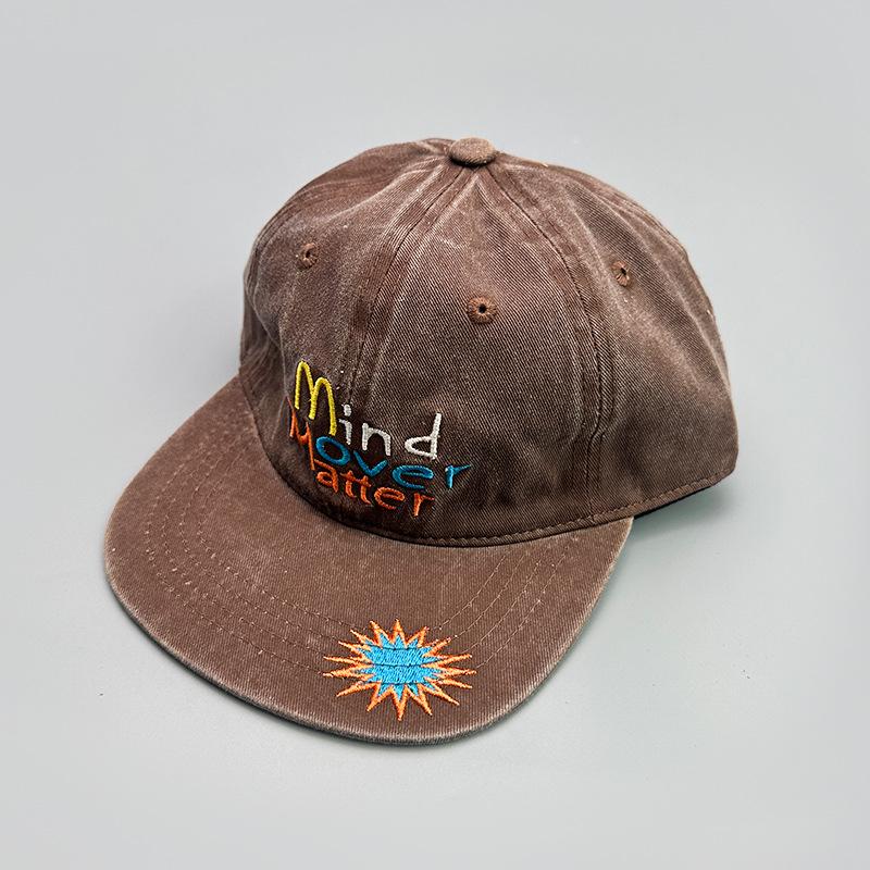 Hip Hop Vintage Flat-Brimmed Baseball Cap Letter Embroidery Men'S And Women'S Face Small Shade Street Dance Cap