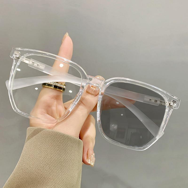 Posensitive Color-changing Anti-blue-light Polygonal Large-frame Near-sighted Glasses
