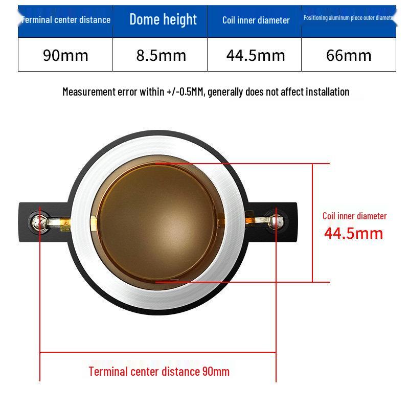 Kaili 44.4mm Core Tweeter Diaphragm, 800W/600W/500W Flat Wire Voice Coil Speaker Tweeter
