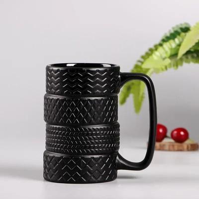 1 Stück Reifenkeramikbecher, kreative Neuheit, reifenförmige Tasse, große Kapazität, hitzebeständig, für Büro und Zuhause, Kaffee, Frühstücksbecher, Geschenke