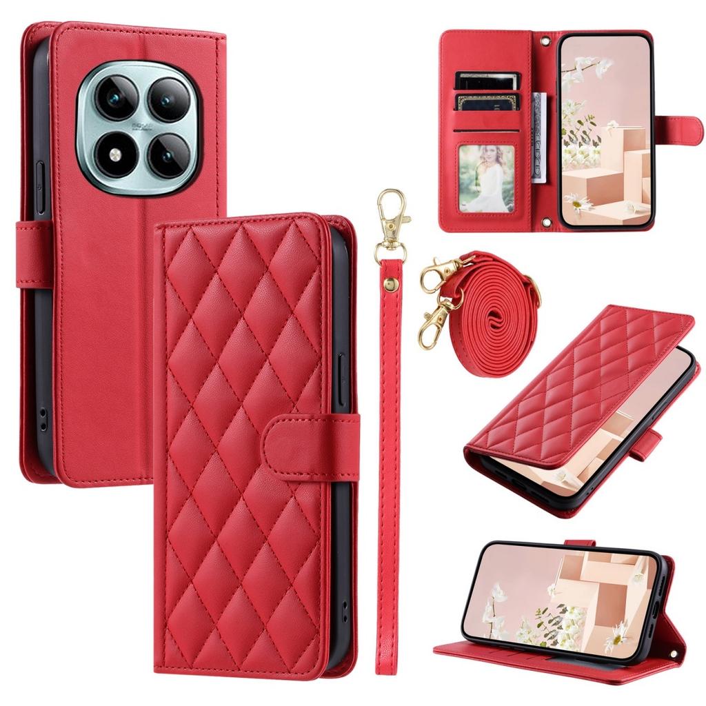 Crossbody Wrist Strap Cards Solt Wallet Phone Case for Xiaomi Redmi Note 15 Pro Plus 14 13 Pro 5G 4G Leather Protective Cover