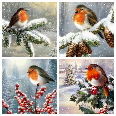 50X50CM Vollquadrat/Runde Diamant Malerei Vogel Winter 5D DIY Diamant Stickerei Tier Mosaik Bild Home Decor Handwerk Kit