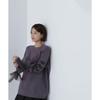 Natural Beauty Basic Ribbon Sleeve Knit Charcoal Women's Lace-Up Sweater,