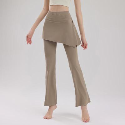 Pantalon de Yoga Évasé à Jambes Larges avec Jupe pour Femme