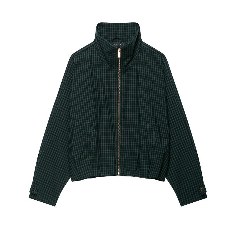 Womens Plaid Streetwear Pilot Jacket Loose