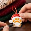 Small Gift for Pet Lovers Resin Christmas Ornament, Cute Cat Paw/Bone Shaped Xmas Tree Hanging Decoration Decorative Pendant Holiday with Santa