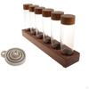 Coffee Beans Storage Tubes Bean Cellars with Walnut Wooden Stand Glass Vials for Cafe Retail