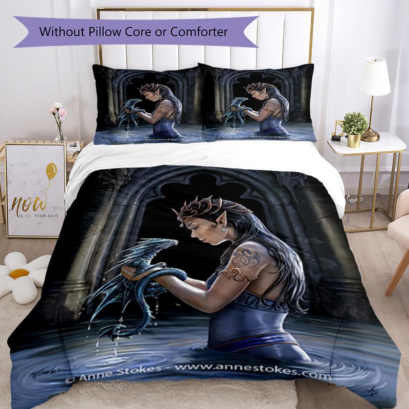 Gothic Style Bedding Set Breathable Duvet Cover with Pillowcases Decorative Bed Linen for Bedroom Home Decoration Birthday Gift