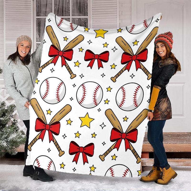 Baseball Theme Printed Blanket - Perfect for Couch, Bed, Travel & Outdoor Use | Machine Washable, Cozy & Durable.