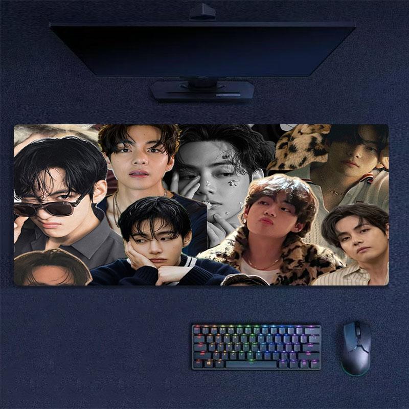 Cute V Mouse Pad, Large Gaming Desk Mat, Non-slip XXL Mousepad for Laptop & Tablet, Mini PC Playmat with Stitched Edges