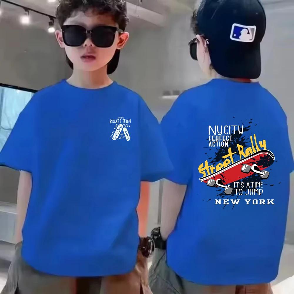Summer Breathable Cotton Children TShirt Design Fashion Scooter Print Boys Tees Top Kid Clothes Short Sleeve Teenagers Tshirts