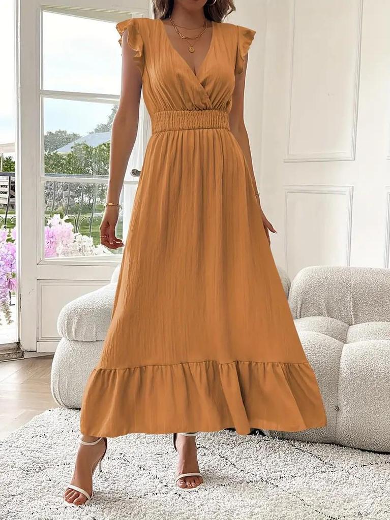 2025 Frühling Europäisches & Amerikanisches Damen Elegantes Ärmelloses Plissiertes Langes Kleid