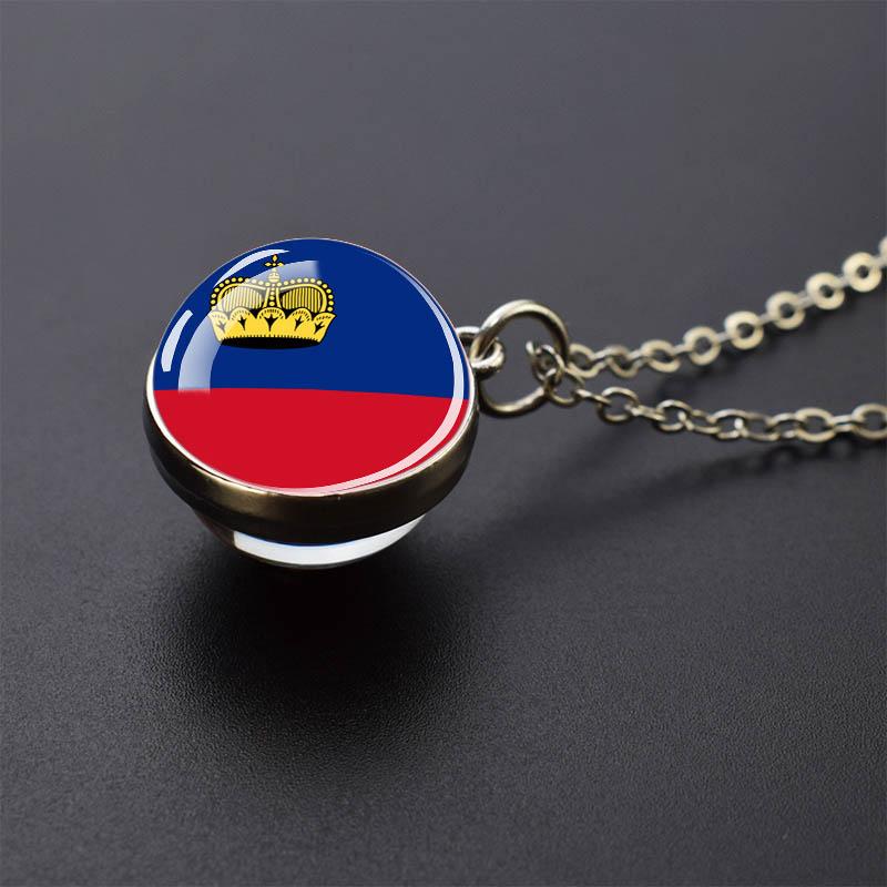 Countries Flag Glass Ball Necklace Russia France Spain UK Italy Poland Ukraine Flag Pendant Necklace Travel Gift