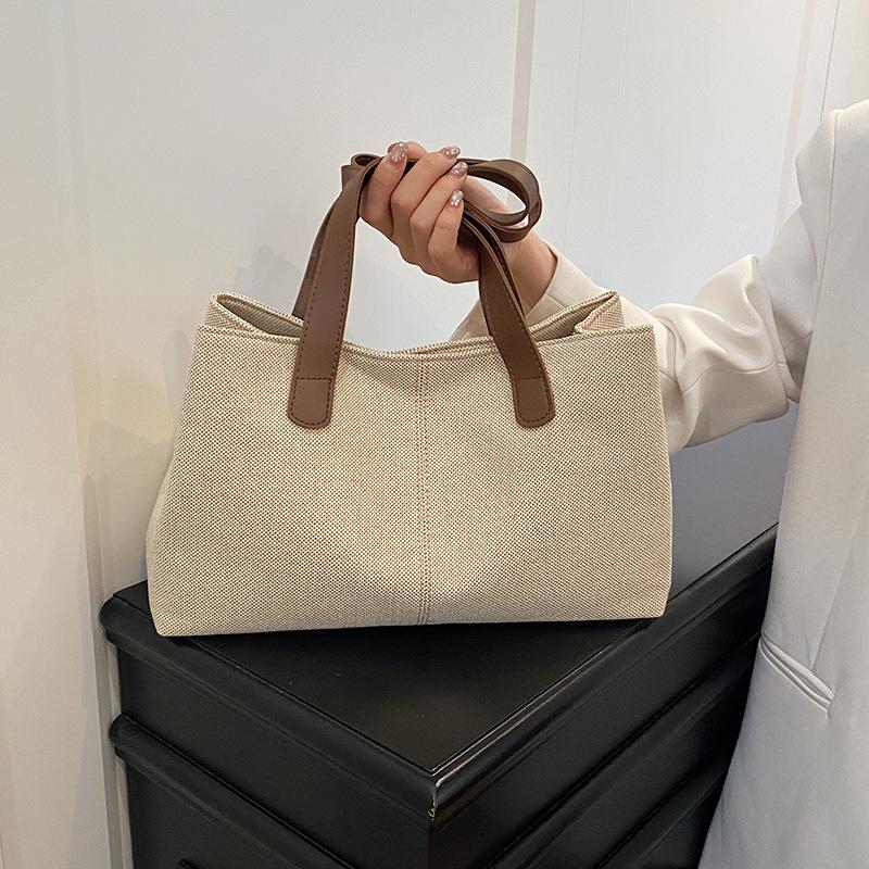 Large capacity cloth bag women's fashion simple shoulder portable backpack to work commuter armpit bag