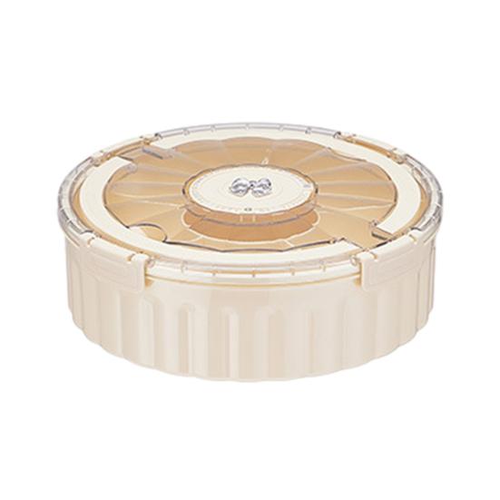 Dry Fruit Plate Rotating Snack Tray with Lid Handle 6-Compartment Divided Serving Platter Indoor Outdoor Dishwasher Safe Snack Server