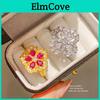Vintage Floral Gold Plated Zircon Ring For Women With Elegant Hand Jewelry