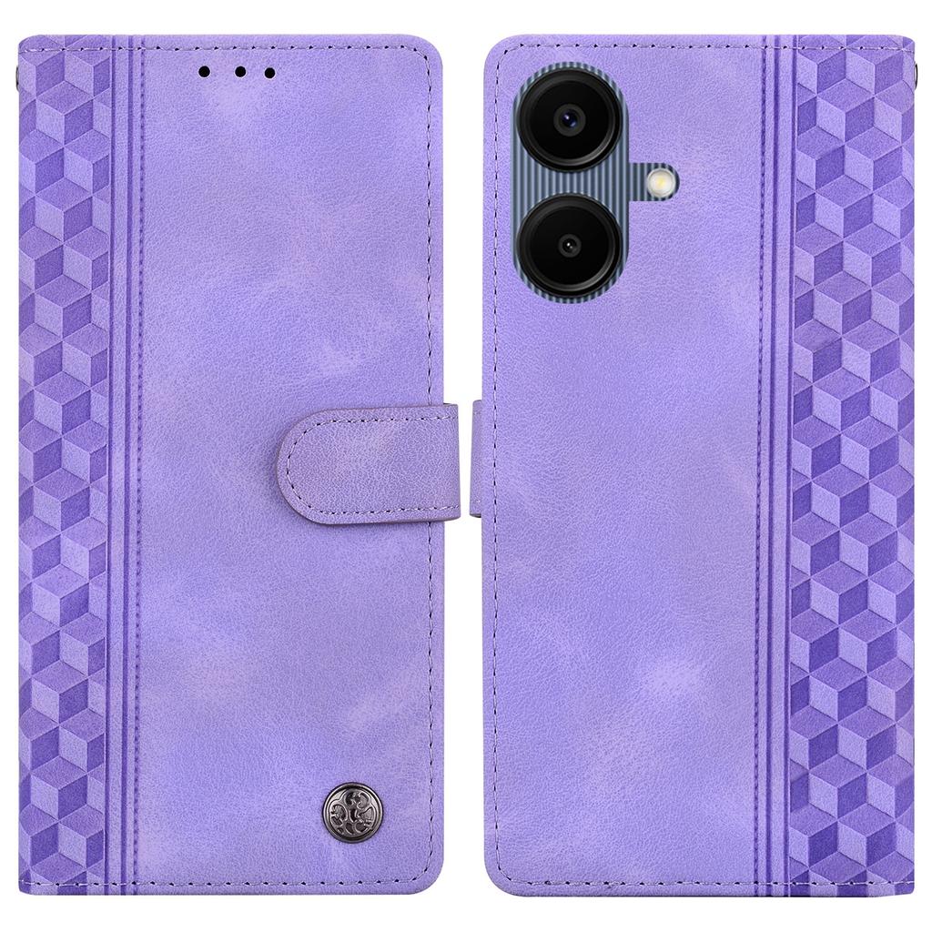 For Samsung Galaxy A06 4G Leather Case Imprinted Checkered Pattern Wallet Stand Flip Phone Cover
