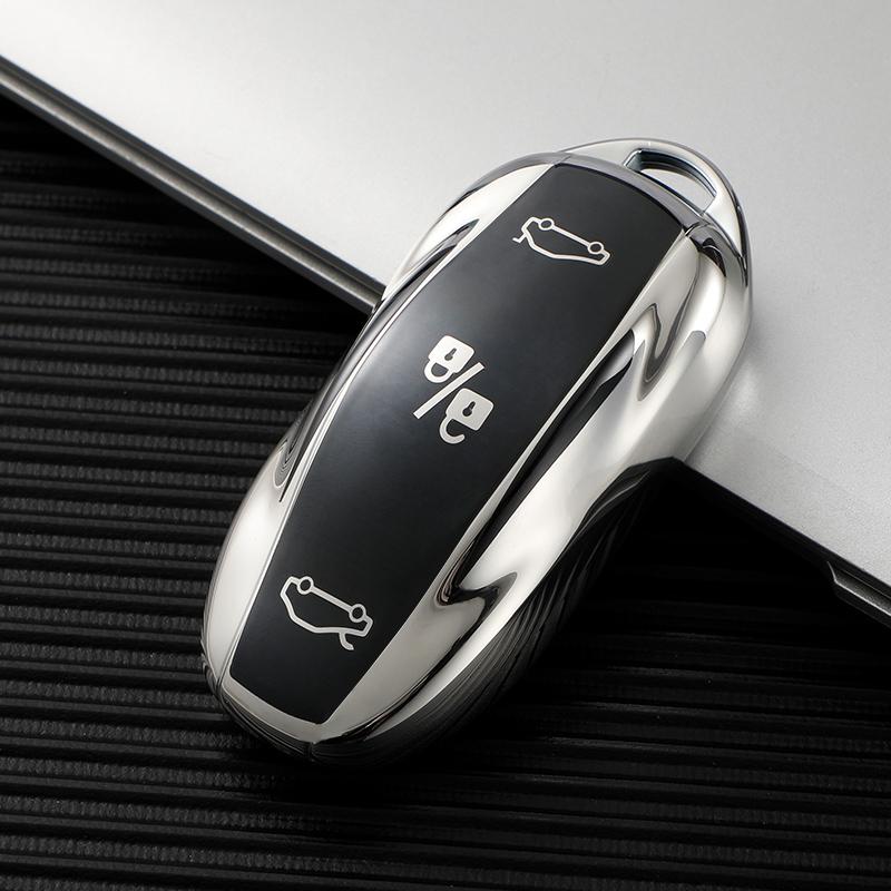 For Tesla Model 3 X S Model Y Bag Protector Fob Band Shell Holder Keychain TPU Car Smart Key Case Cover Accessories