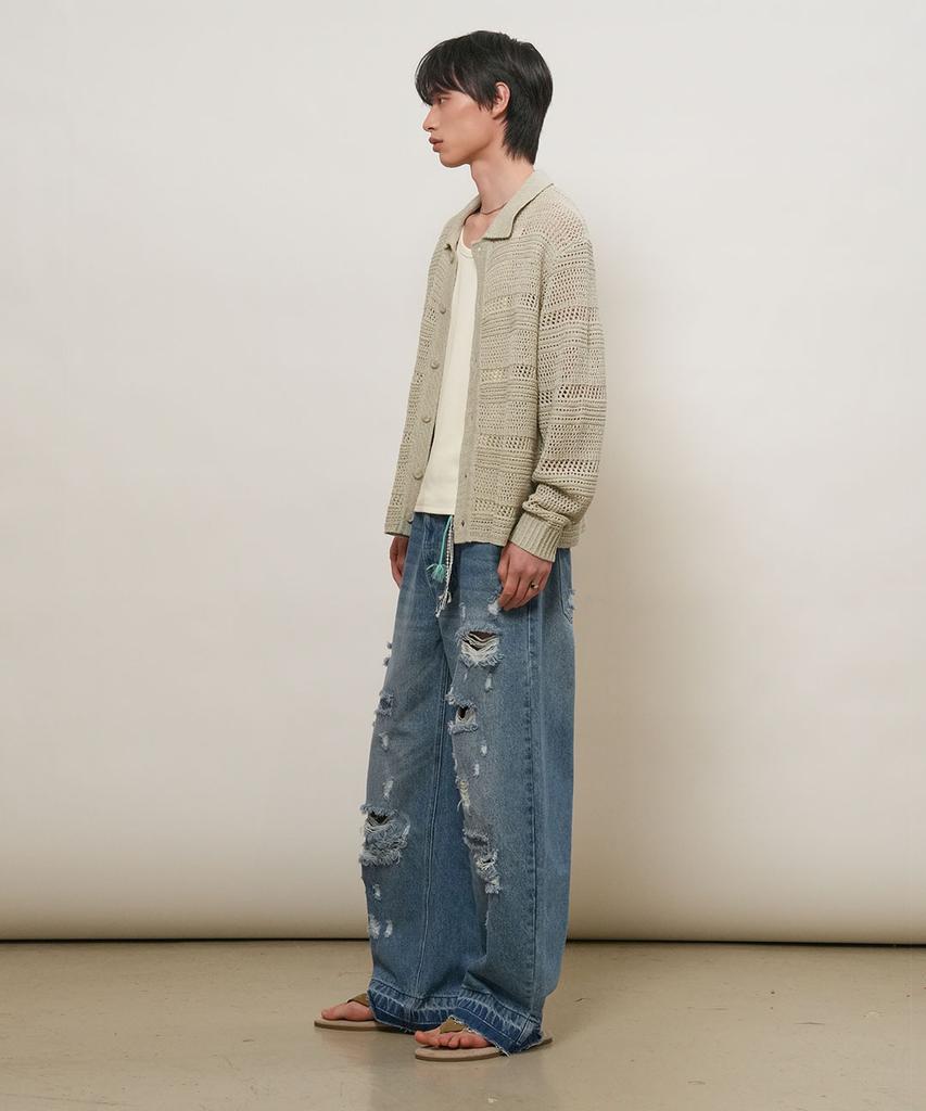 GENERALIDEA Man Distressed Denim Pants [Blue] / Gf1Mpt015
