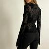 Herbst Neue Modische Chiffon Schlank Geschnittene Rüschen Trompetenärmel Bluse für Damen