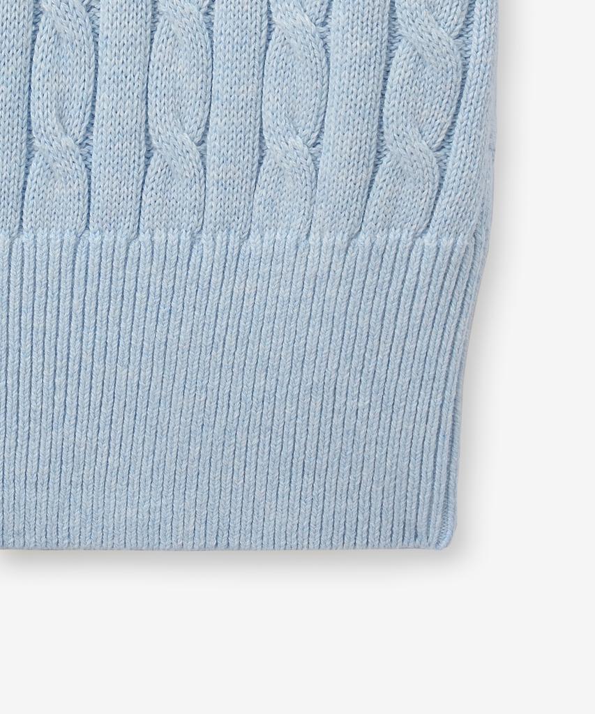 MINAV Soft Cotton Cable Collar Knit [Pastel Blue]