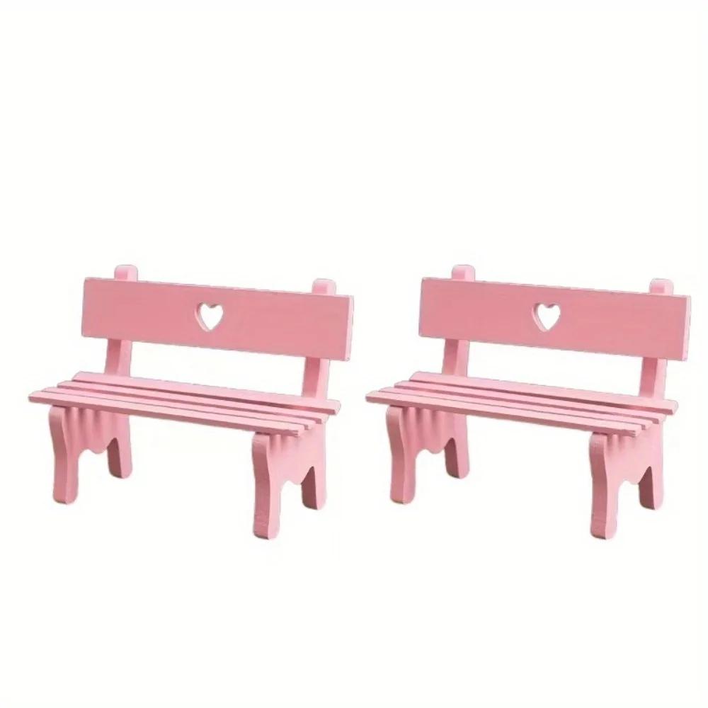2PCS Dollhouse Miniature Furniture Wooden Garden Beach Chair Model for Dolls House Accessories Decor Toy Fairy Garden Home Decor