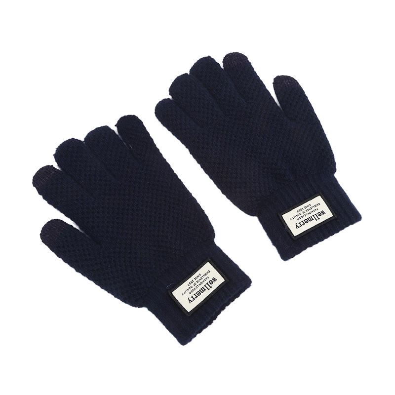 Men Winter Oversized Touch Screen Knitted Gloves Thick Plush Jacquard Windproof Warm Full Finger Thermal Mittens