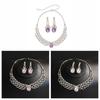 Exquisite Necklace Earrings Set Shining Crystal Necklace Set Bridal Rhinestone Jewelry Set  Women