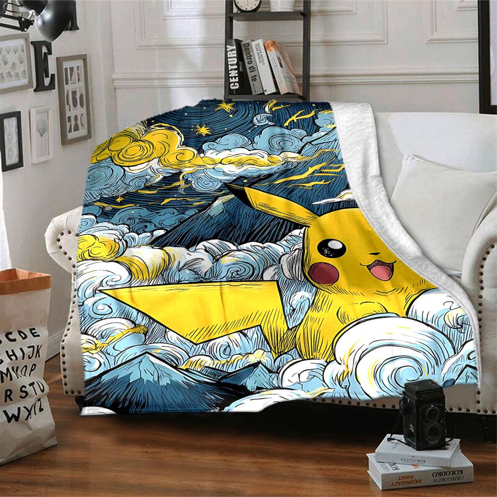 1 ΤΕΜ. Πίκατσου, Κουβέρτα Pokémon, Ρίχταρι για Καναπέ, Κρεβάτι, Ταξίδι, Κάμπινγκ, Σαλόνι,