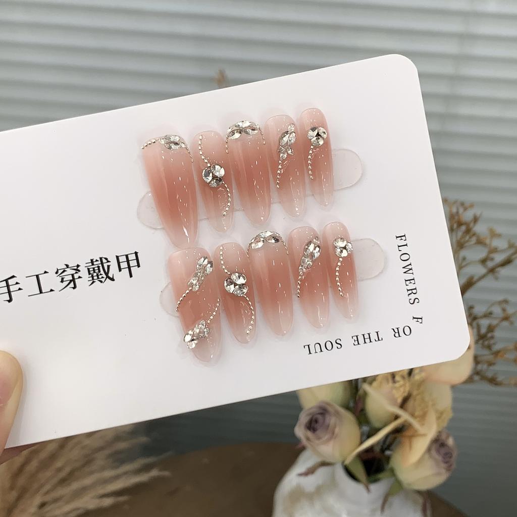 Simple Peach Blush Chain Fresh Small Diamond Sweet and Removable Fingers