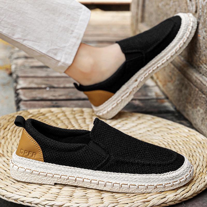 Linen shoes men's 2025 new summer breathable casual one-pedal lazy shoes thin street men's trendy shoes