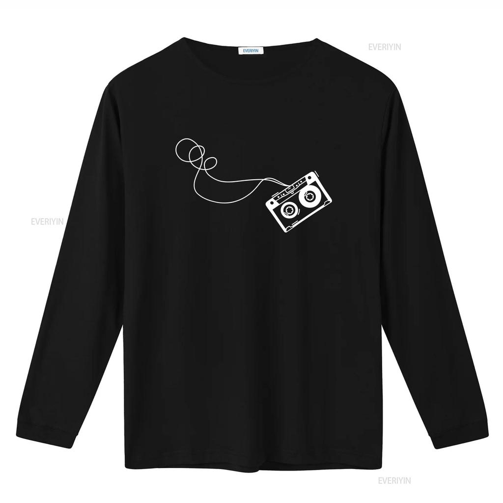 Mens Retro Music Cassette Sketch Vintage Audio Drawing T Shirt L to 5XL vintage Washed Versatile designer clothes streetwear