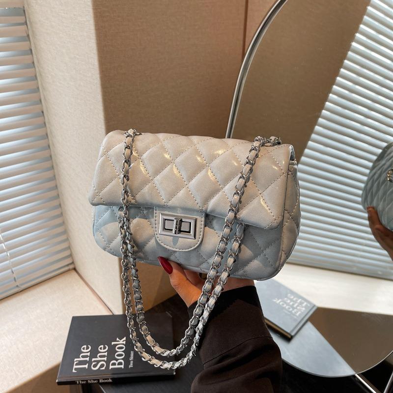 Fashion diamond chain small square bag new high-end simple shoulder bag trendy versatile messenger bag