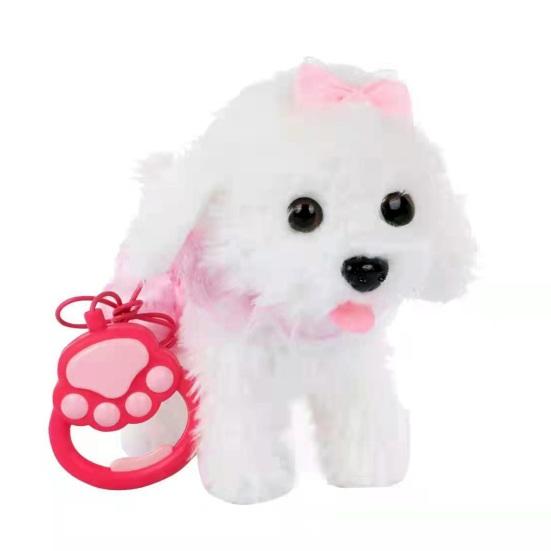 

Kids Electric Plush Dog Toy with Leash Interactive Barking Nodding Movable Tail Walking Puppy Plushie Toddlers Educational Simulation Stuffed Animal English
