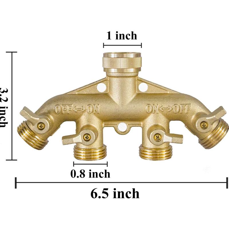 Brass Garden Hose Diverter Solid Brass Hose Fitting 3/4" Hose Fitting Adapter 4 Valve American Garden Hose Fitting Diverter