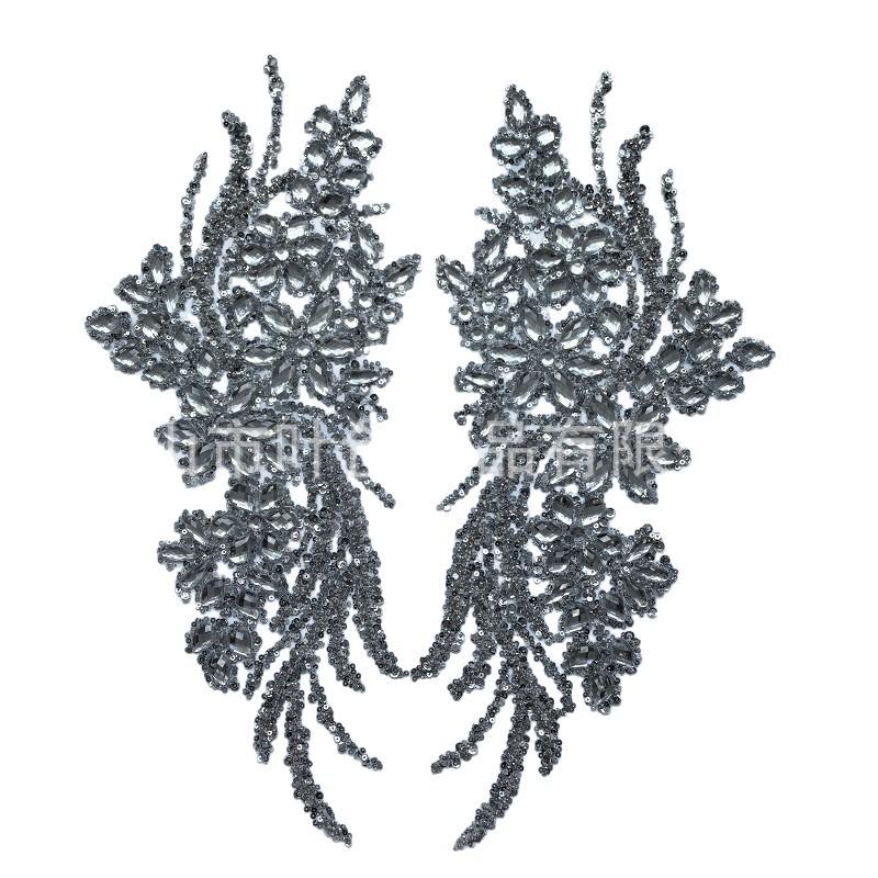 Strass Phönixschwanz Florale Applikation für Hochzeits- oder Xiuhe-Kleid