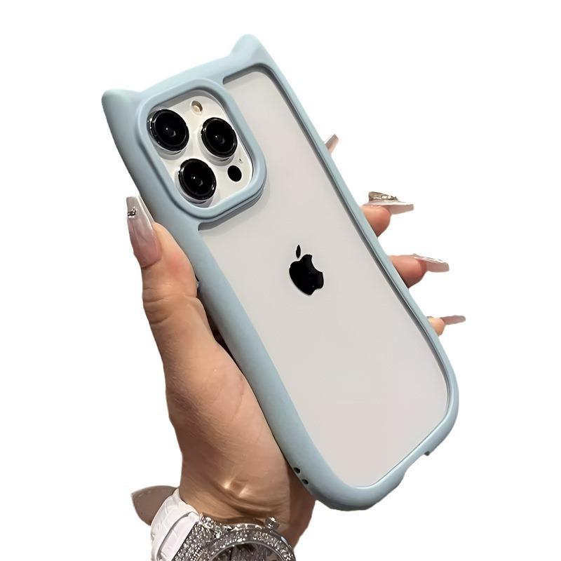 For IPhone15 Mobile Phone Case Couple Creative Cat Ears Acrylic Tpu for Apple 14 Transparent Protective Hard Case