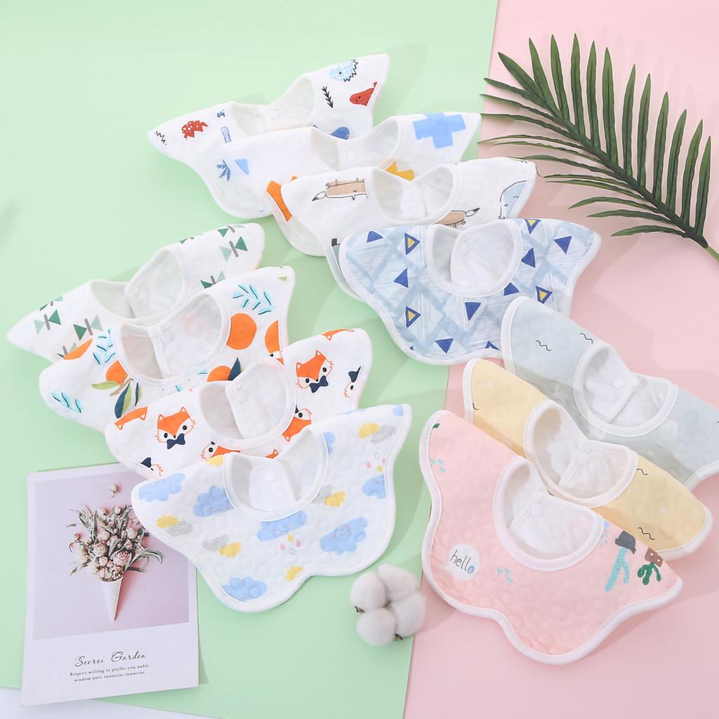 Bib Petal Newborn Cotton Fabric Waterproof Breathable Snap Baby Saliva Towel Care ToiletriesRandom Style