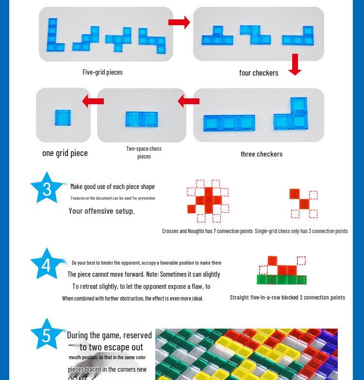 Tetris Intelligence Board Game: 4-Player Gladiator Chess for Kids & Parents