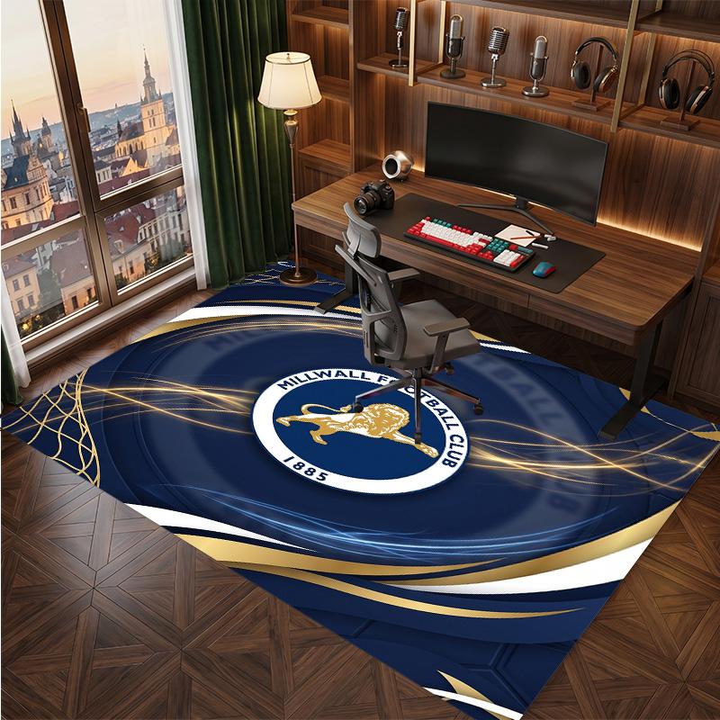 Millwall Football Print Crystal Velvet Rug, Comfortable Water Absorbent Non Slip Indoor Floor Carpet