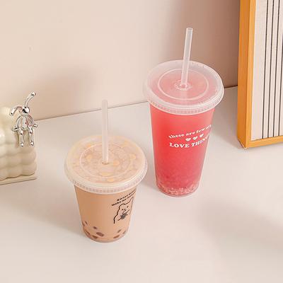 Söt vattenflaska för kaffe, juice, mjölkte, söta plastmuggar för kalla drycker med lock och sugrör, bärbar, återanvändbar dryckesflaska, BPA-fri