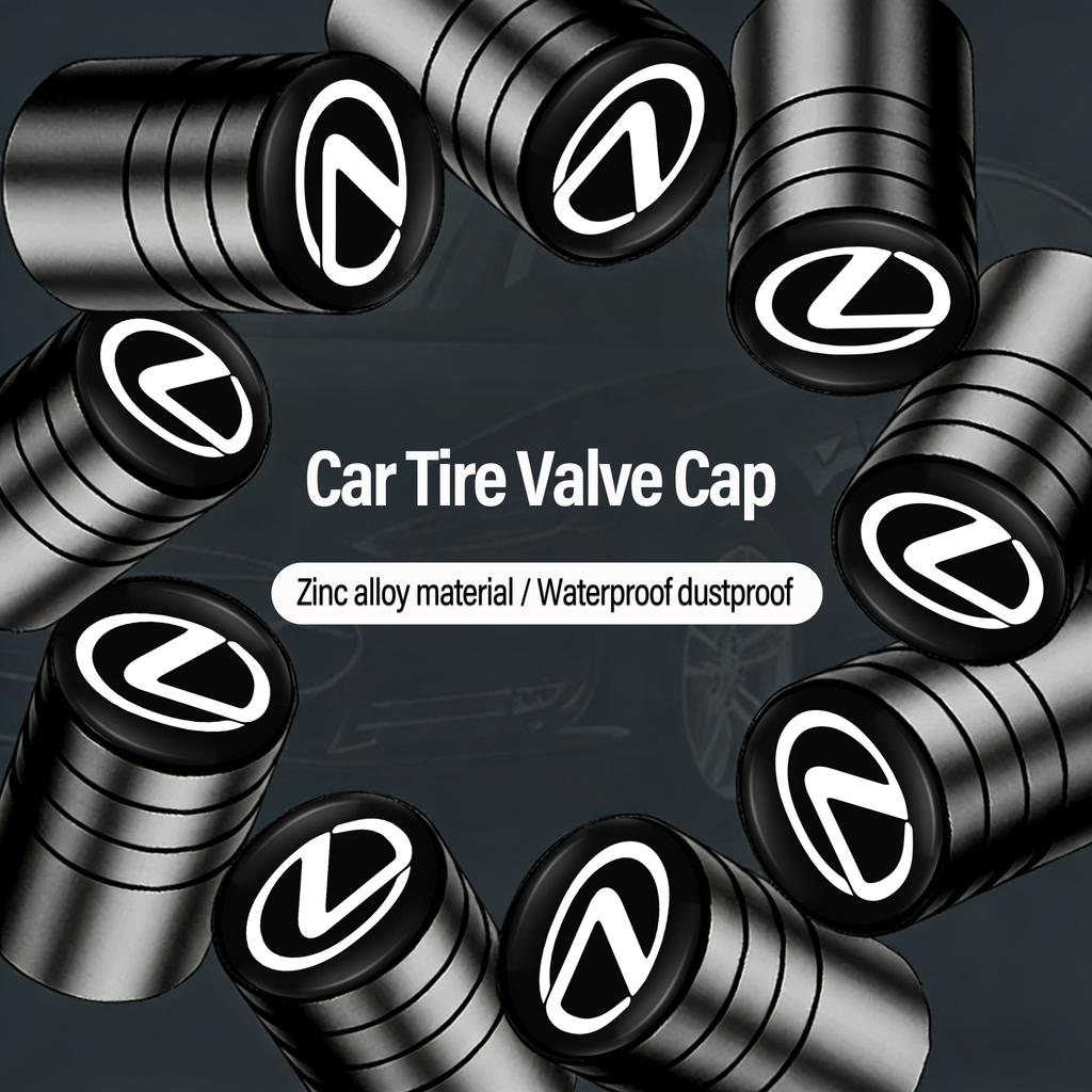 4Pcs Alloy Car Wheel Tire Valve Caps Stem Case Cover For Lexus Ct200h RX350 NX300h ES300h IS350 IS300 GS350 LX600h SC430 LS430