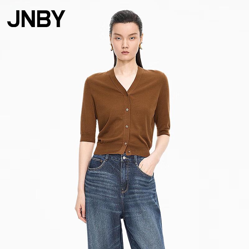 

JNBY Women s 2025 Fall Slim Fit Short-Sleeve Open-Front Knit Top L
