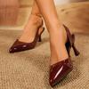 Women's One Strap Stiletto Sandals Fashion Pointed Toe Patent Leather Non-Slip Wear-Resistant High Heels