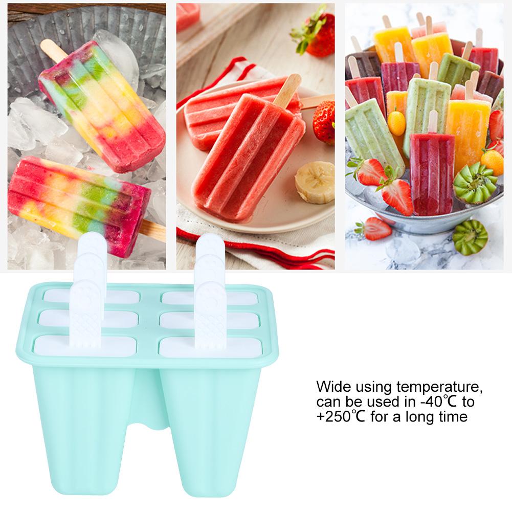 Grønn Iskremform Lagere Silikonform DIY Iskremverktøy for Varm Sommer6 Ruter