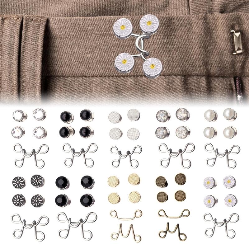 Metal Button Pins Jeans Waist Tightener Adjustable Trouser Button Pin Waist Buckle Detachable Jeans Button Pins