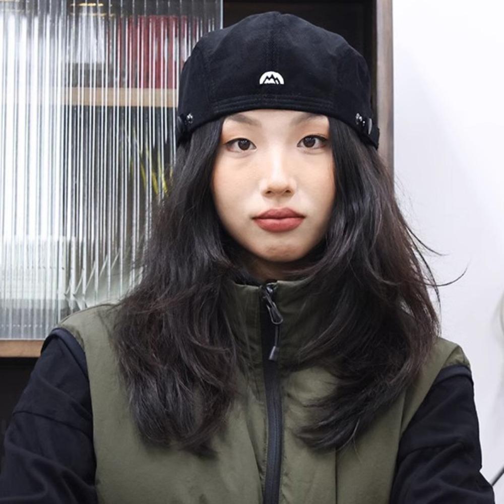 British Style Embroider Letter Hat Pure Color Retro Painter Hat Newsboy Flat Cap  Streetwear